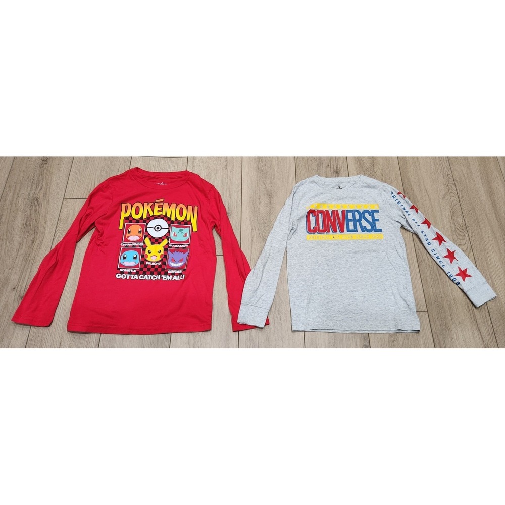 Pokémon & Converse All Star Longsleeve Graphic Tee Shirts Kids Size Small (8/10)